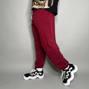 True Vintage 70s Russell Joggers Mens L Maroon Red Cotton Sweatpants Gold Tag